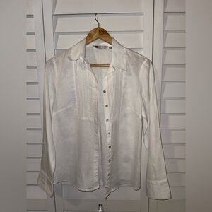 Carole Little White Linen Button Down Shirt
